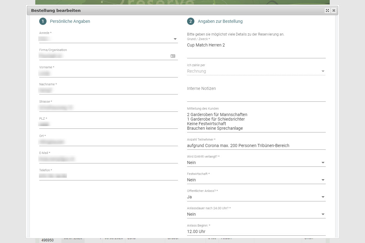 Zusatzfelder bei der Bestellung